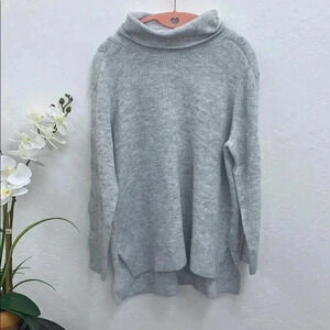 Halogen NWT Button Sleeve Turtleneck Gray Sweater size LP